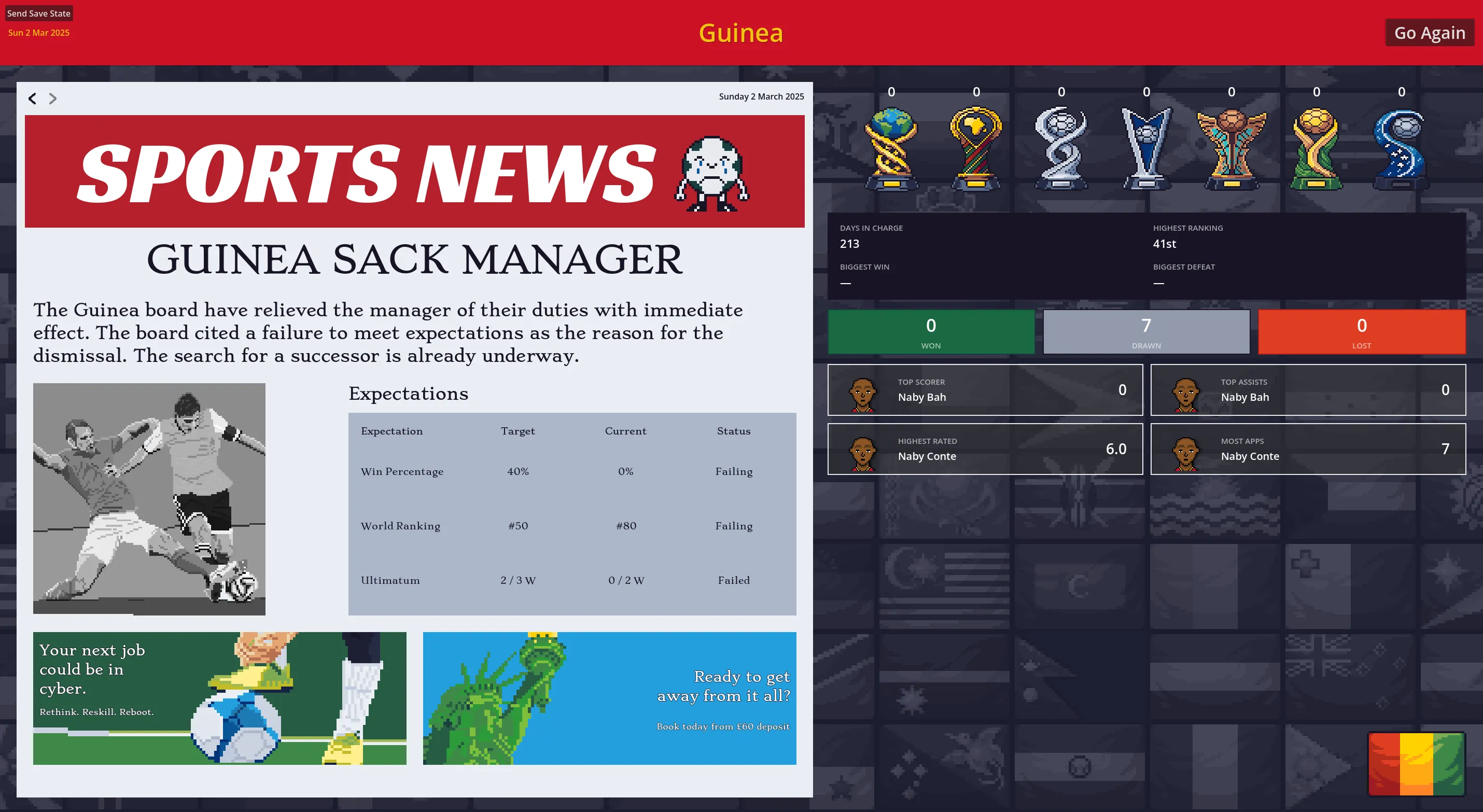 Sudden Death Soccer Devlog: Manager Expectations